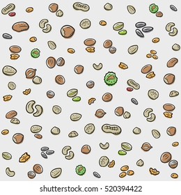 Nuts pattern background. Fits perfectly for print or any healthy food background.