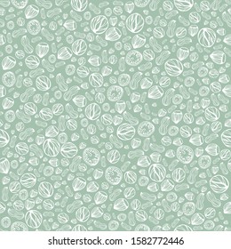 Nuts: peanuts, walnuts, hazelnuts. Seamless pattern. Endless texture. 