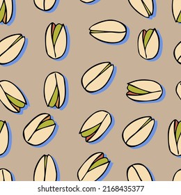 nuts pistachios vector seamless pattern healthy food and snack