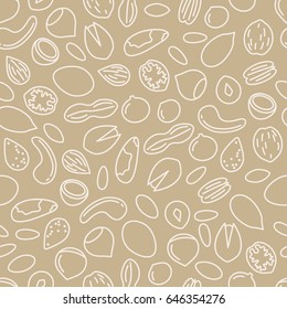 Nuts Seamless Pattern In Beige Colour