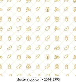 Nuts Seamless Pattern - Stock Vector.
Outline Nuts Icons On The Seamless Vector Background.