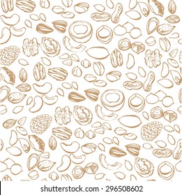 Nuts seamless pattern vector illustration