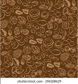 Nuts seamless pattern vector illustration