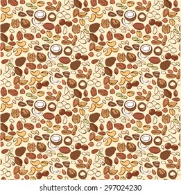 Nuts seamless pattern vector illustration