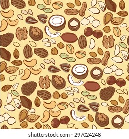 Nuts seamless pattern vector illustration