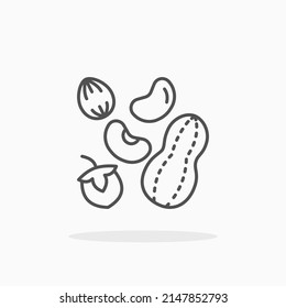 icono de línea de semilla de frutos secos. Actrazo editable y píxel perfecto. Se puede usar para productos digitales, presentación, diseño de impresión y más.