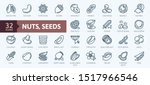 Nuts, seeds and beans elements - minimal thin line web icon set. Outline icons collection. Simple vector illustration.