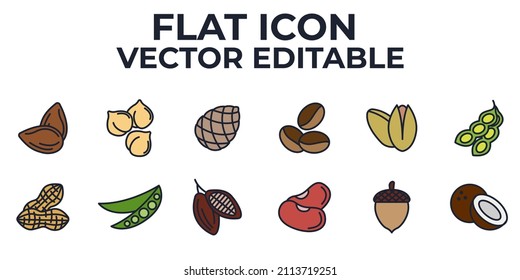 Nuts, seeds and beans elements set icon symbol template for graphic and web design collection logo vector illustration