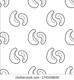 Nuts and seeds hand drawn vector seamless pattern. Outline monochrome texture made in doodle style.Fruit 
background for package, merch, wallpaper, menu and other design.