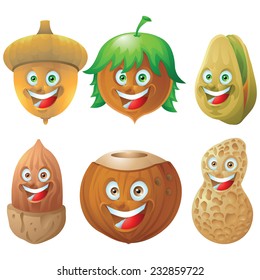 Nuts and seeds icon character set