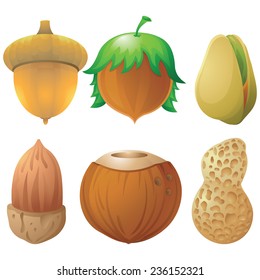 Nuts and seeds icon set isolated