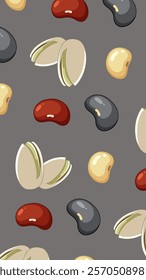 Nuts or seeds pattern background. Cartoon style of nuts or seeds. Perfect for fabric, textile, wallpaper, decor, print or packaging of products. SSTKbackgrounds
