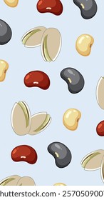 Nuts or seeds pattern background. Cartoon style of nuts or seeds. Perfect for fabric, textile, wallpaper, decor, print or packaging of products. SSTKbackgrounds
