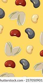 Nuts or seeds pattern background. Cartoon style of nuts or seeds. Perfect for fabric, textile, wallpaper, decor, print or packaging of products. SSTKbackgrounds
