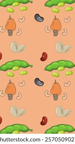 Nuts or seeds pattern background. Cartoon style of nuts or seeds. Perfect for fabric, textile, wallpaper, decor, print or packaging of products. SSTKbackgrounds
