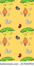 Nuts or seeds pattern background. Cartoon style of nuts or seeds. Perfect for fabric, textile, wallpaper, decor, print or packaging of products. SSTKbackgrounds
