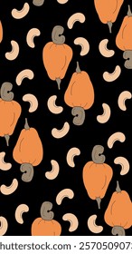 Nuts or seeds pattern background. Cartoon style of nuts or seeds. Perfect for fabric, textile, wallpaper, decor, print or packaging of products. SSTKbackgrounds
