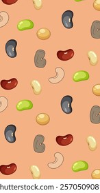 Nuts or seeds pattern background. Cartoon style of nuts or seeds. Perfect for fabric, textile, wallpaper, decor, print or packaging of products. SSTKbackgrounds
