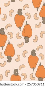 Nuts or seeds pattern background. Cartoon style of nuts or seeds. Perfect for fabric, textile, wallpaper, decor, print or packaging of products. SSTKbackgrounds
