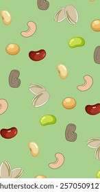 Nuts or seeds pattern background. Cartoon style of nuts or seeds. Perfect for fabric, textile, wallpaper, decor, print or packaging of products. SSTKbackgrounds
