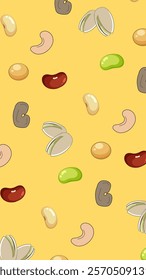 Nuts or seeds pattern background. Cartoon style of nuts or seeds. Perfect for fabric, textile, wallpaper, decor, print or packaging of products. SSTKbackgrounds
