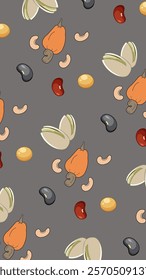 Nuts or seeds pattern background. Cartoon style of nuts or seeds. Perfect for fabric, textile, wallpaper, decor, print or packaging of products. SSTKbackgrounds
