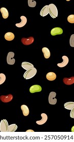 Nuts or seeds pattern background. Cartoon style of nuts or seeds. Perfect for fabric, textile, wallpaper, decor, print or packaging of products. SSTKbackgrounds
