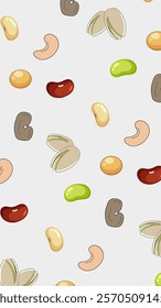 Nuts or seeds pattern background. Cartoon style of nuts or seeds. Perfect for fabric, textile, wallpaper, decor, print or packaging of products. SSTKbackgrounds
