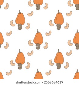 Nuts or seeds seamless pattern background. Cartoon style of nuts or seeds. Perfect for fabric, textile, wallpaper, decor, print or packaging of products. SSTKbackgrounds