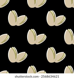 Nuts or seeds seamless pattern background. Cartoon style of nuts or seeds. Perfect for fabric, textile, wallpaper, decor, print or packaging of products. SSTKbackgrounds