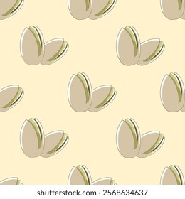 Nuts or seeds seamless pattern background. Cartoon style of nuts or seeds. Perfect for fabric, textile, wallpaper, decor, print or packaging of products. SSTKbackgrounds