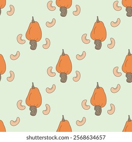 Nuts or seeds seamless pattern background. Cartoon style of nuts or seeds. Perfect for fabric, textile, wallpaper, decor, print or packaging of products. SSTKbackgrounds