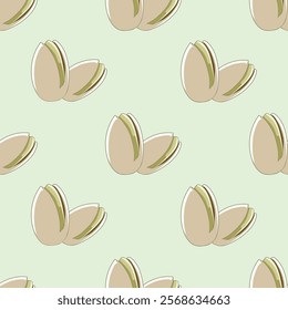 Nuts or seeds seamless pattern background. Cartoon style of nuts or seeds. Perfect for fabric, textile, wallpaper, decor, print or packaging of products. SSTKbackgrounds