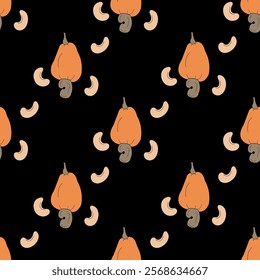 Nuts or seeds seamless pattern background. Cartoon style of nuts or seeds. Perfect for fabric, textile, wallpaper, decor, print or packaging of products. SSTKbackgrounds