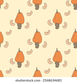 Nuts or seeds seamless pattern background. Cartoon style of nuts or seeds. Perfect for fabric, textile, wallpaper, decor, print or packaging of products. SSTKbackgrounds