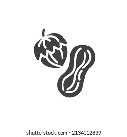 Nüsse und Samen, Vektorsymbol. volles Flachzeichen für mobiles Konzept und Webdesign. Haselnüsse und Erdnüsse Symbol. Symbol, Logo-Abbildung. Vektorgrafik