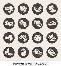 Nuts and seeds vector icon set