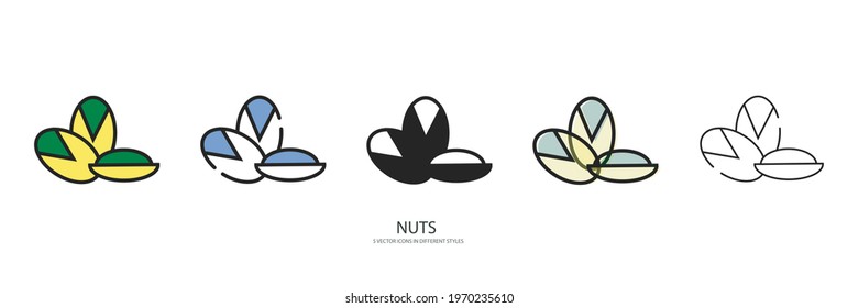 Nuts set vector type icon