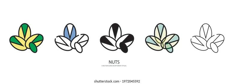 Nuts set vector type icon 