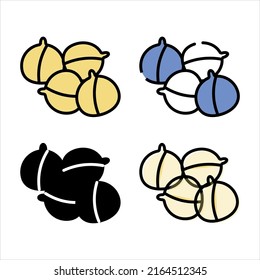 nuts set vector type icon