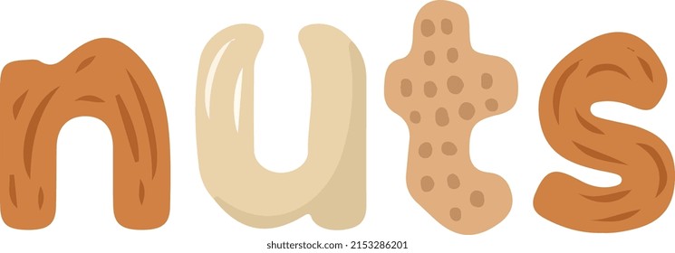  nuts shape lettering label semi flat