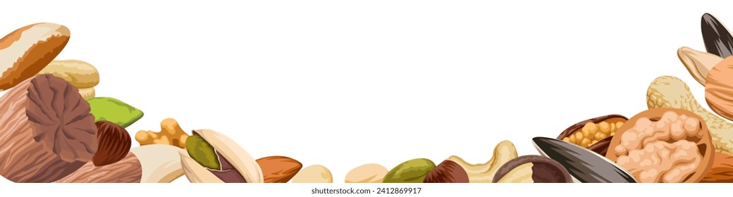 Nuts template. Nuts frame. Flat style.