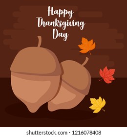 nuts for thanksgiving day with leafs