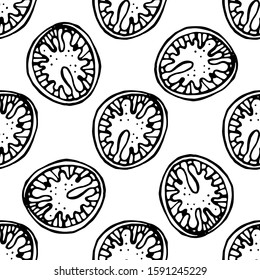 Nuts: walnuts, Black and white. Seamless pattern. Endless texture.