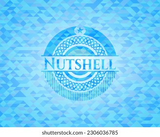 Nutshell realistic light blue mosaic emblem. 