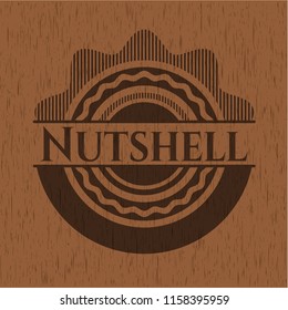 Nutshell vintage wooden emblem