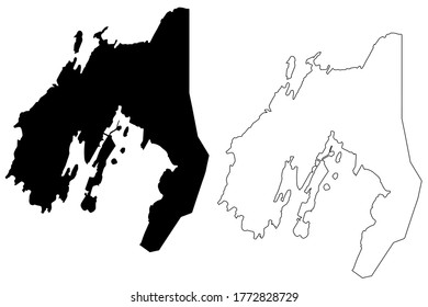 Nuuk City (Kingdom of Denmark, Greenland island) map vector illustration, scribble sketch City of Godthab map