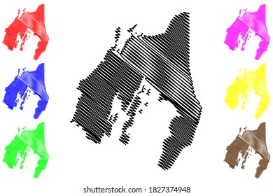 Nuuk City (Kingdom of Denmark, Greenland island) map vector illustration, scribble sketch City of Godthab map