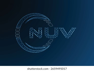 Diseño de Vector de logotipo de letra polivinílica baja NUV. Diseño de logotipo de poliéster inferior NUV. Logotipo de poliéster bajo.