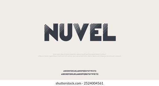 Nuvel Modern minimal abstract alphabet fonts. Typography technology, electronic, movie, digital, music, future, logo creative font.